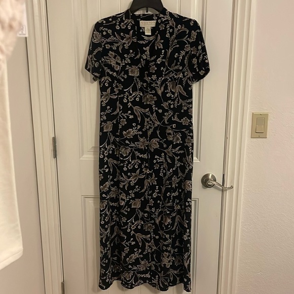 Norton‎ McNaughton Woman’s S  Shift Dress Multicolor Black Floral Maxi belted - Picture 3 of 13